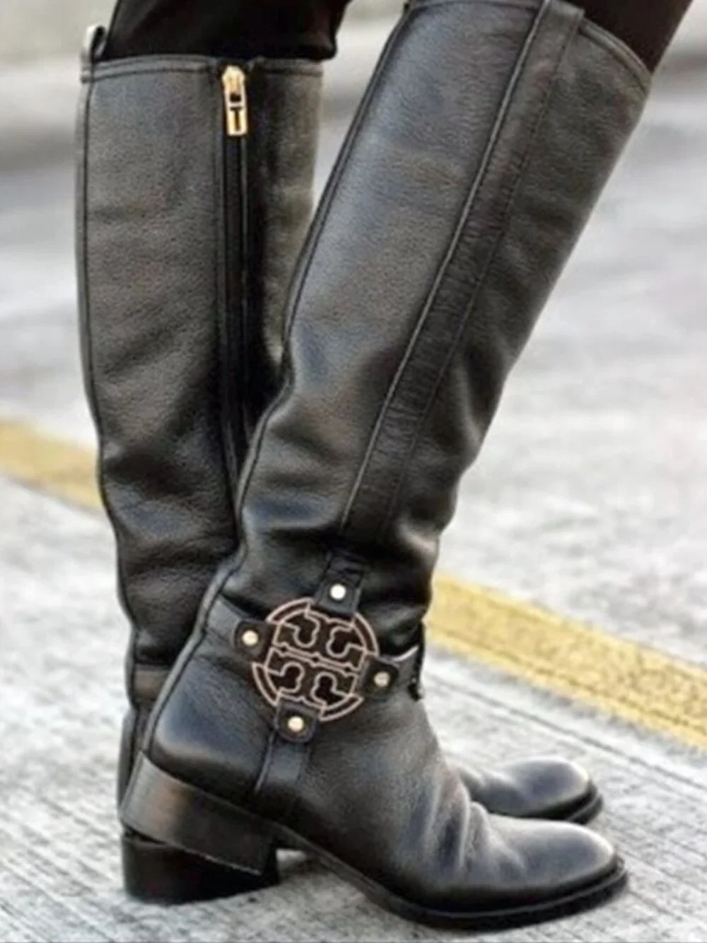 Tory Burch Amanda Riding Boots – Black Leather